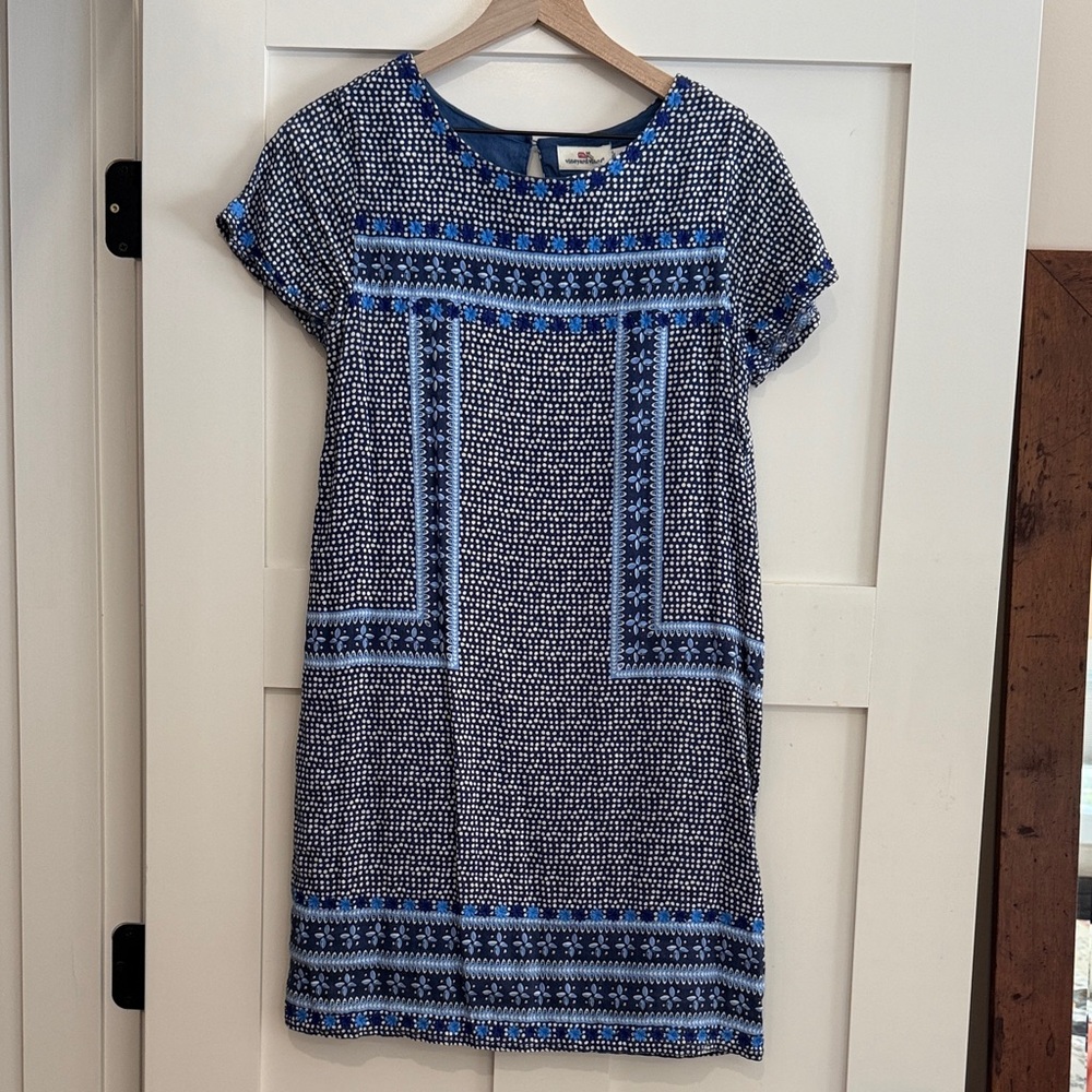 Vineyard Vines Blue Embroidered Women's Dress -Size 4